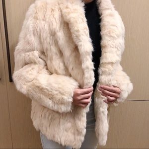 Vintage pale pink real fur coat